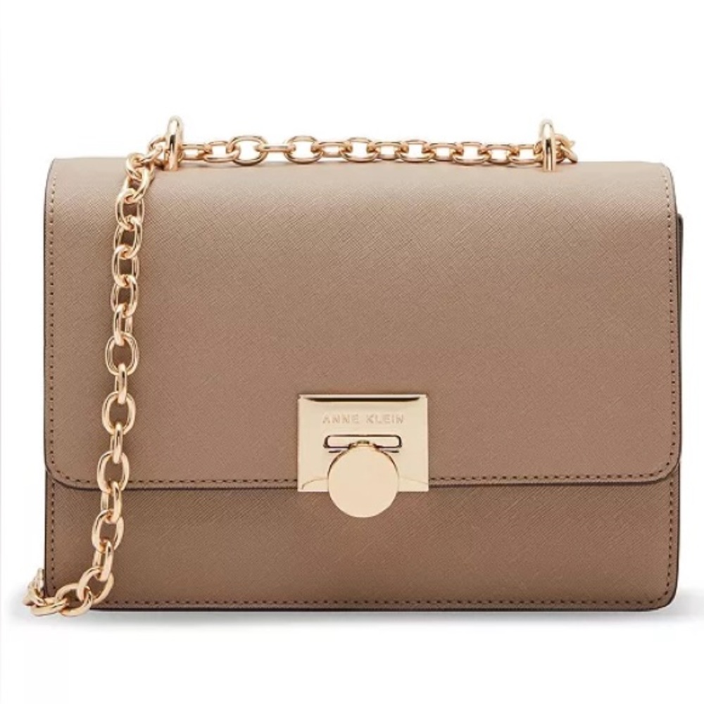 Anne Klein Brand Logo Cross Body Bag In Taupe